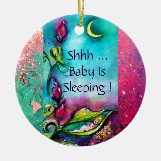 THUMBELINA PINK RUBY HEART MONOGRAM DEUR HANGER KERAMISCH ORNAMENT (Voorkant)