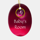 THUMBELINA PINK RUBY MONOGRAM DEUR HANGER KERAMISCH ORNAMENT (Achterkant)