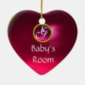 THUMBELINA PINK RUBY MONOGRAM DEUR HANGER KERAMISCH ORNAMENT (Achterkant)