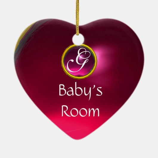 THUMBELINA PINK RUBY MONOGRAM DEUR HANGER KERAMISCH ORNAMENT (Achterkant)