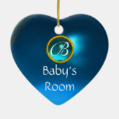 THUMBELINA SAPPHIRE HEART MONOGRAM DEUR HANGER KERAMISCH ORNAMENT (Achterkant)