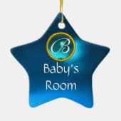 THUMBELINA SAPPHIRE STAR MONOGRAM DEUR HANGER KERAMISCH ORNAMENT (Achterkant)