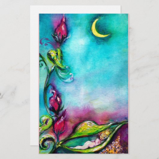 THUMBELINA SLAPEN TUSSEN ROZEN VERLATEN BRIEFPAPIER (Voorkant / Achterkant)