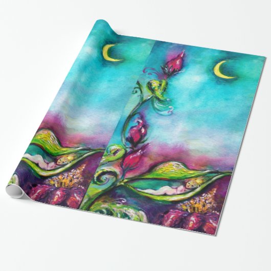 THUMBELINA SLAPEN TUSSEN ROZEN VERLATEN CADEAUPAPIER (Uitgerold)