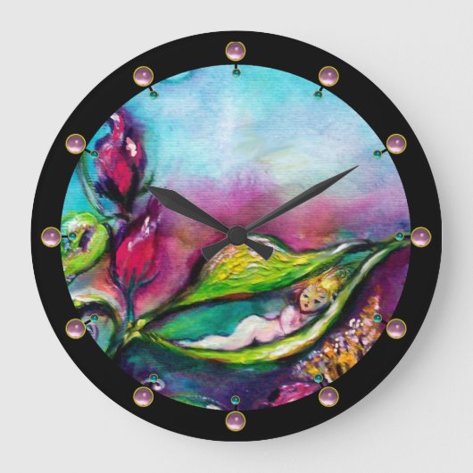 THUMBELINA SLAPEN TUSSEN ROZEN VERLATEN GROTE KLOK (Voorkant)