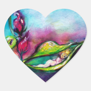 THUMBELINA SLAPEN TUSSEN ROZEN VERLATEN HART STICKER