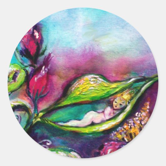 THUMBELINA SLAPEN TUSSEN ROZEN VERLATEN RONDE STICKER (Voorkant)