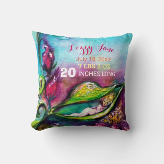 THUMBELINA SLAPING IN ROOS VERLAAT Baby Status Kussen (Voorkant)