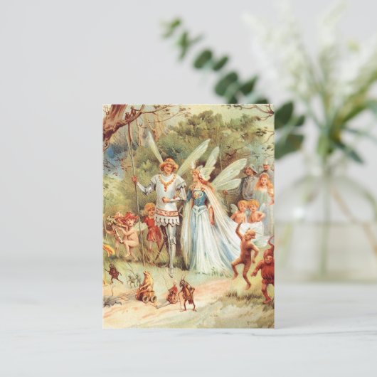 Thumbelina's bruiloft in het bos briefkaart (Staand voorkant)