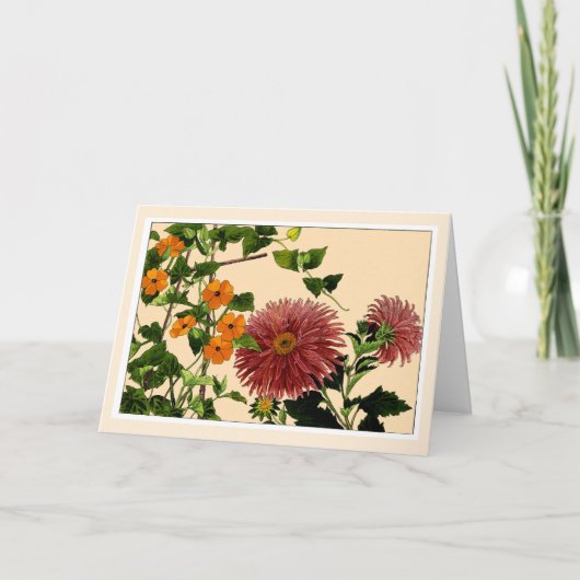 Thumbergia & Aster, Botanische Art Kaart (Voorkant)