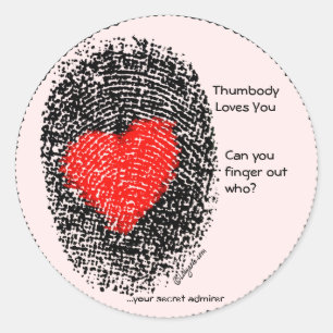 Thumbody houdt van je hart vingerafdruk Sticker