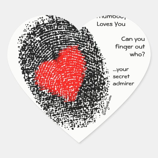 Thumbody houdt van je hart vorm vingerafdruk Stick Sticker (Voorkant)