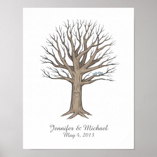 Thumbprint Fingerprint Wedding Tree Guestbook Poster (Voorkant)