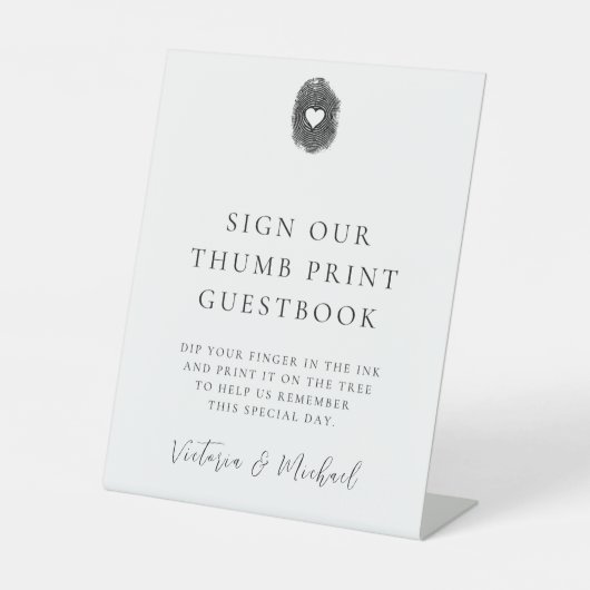 Thumbprint Keepsake instructies bruiloft Reclamebord Met Voetstuk (Voorkant)