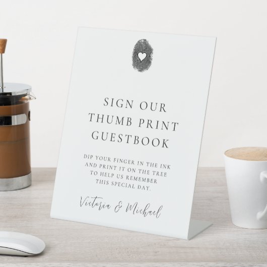 Thumbprint Keepsake instructies bruiloft Reclamebord Met Voetstuk (Insitu)