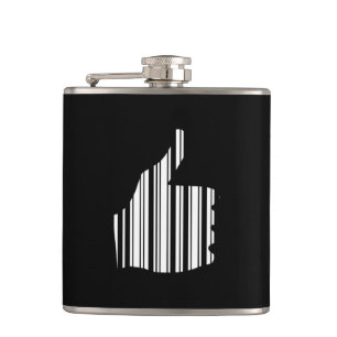 THUMBS UP BAR CODE Duim Gebaar Patroon Ontwerp Heupfles