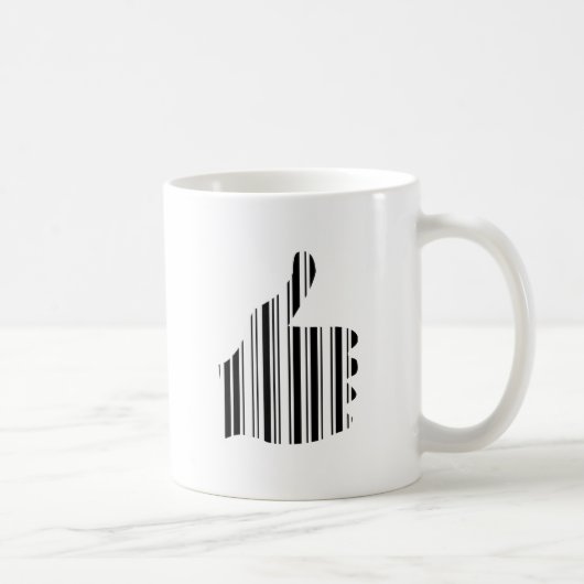 THUMBS UP BAR CODE Duim Gebaar Patroon Ontwerp Koffiemok (Rechts)
