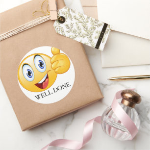 Thumbs Up Emoji Goed gedaan Happy Face Gepersonali Ronde Sticker