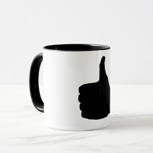 Thumbs Up Gesture, White Back Mok (Voorkant links)