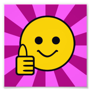 Thumbs Up Happy Yellow Face Foto Afdruk