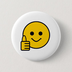 Thumbs Up Happy Yellow Face Ronde Button 5,7 Cm