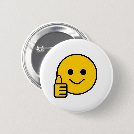 Thumbs Up Happy Yellow Face Ronde Button 5,7 Cm (Voorkant /achterkant)