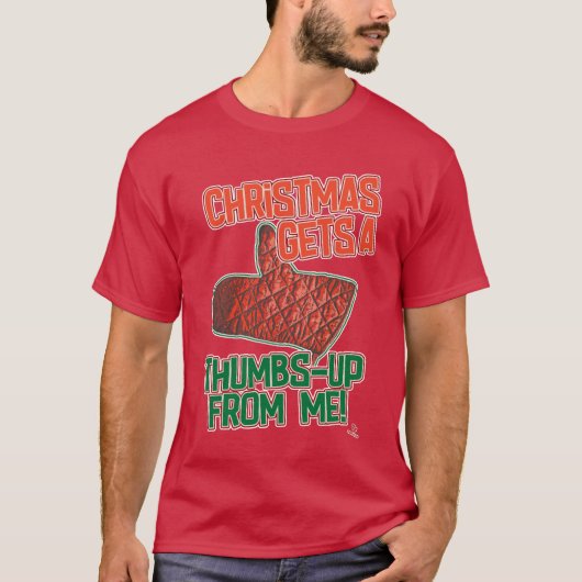 Thumbs up Oven Mitt kerstslogan Art T-shirt (Voorkant)
