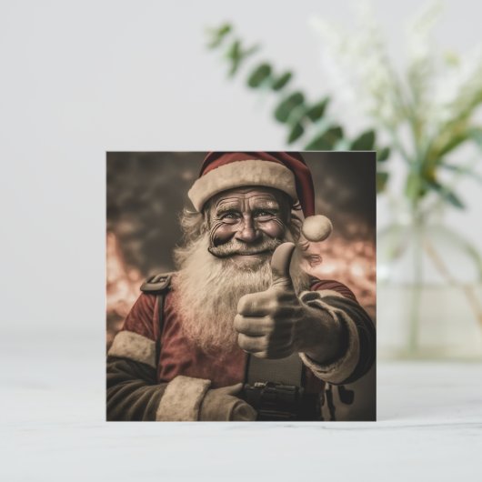 Thumbs Up Santa Single Sided Kaart (Staand voorkant)