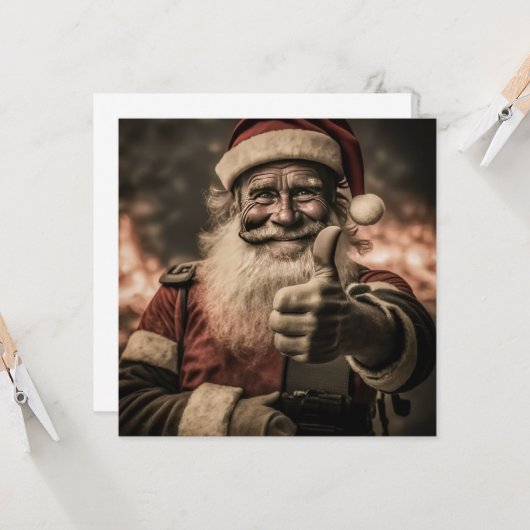 Thumbs Up Santa Single Sided Kaart (Voorkant / Achterkant in situ)