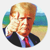 Thumb's Up Trump Patriotic Oil Painting Ronde Sticker (Voorkant)