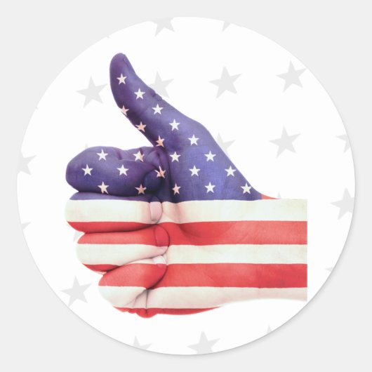 Thumbs Up USA Ronde Sticker (Voorkant)