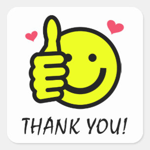 Thumbs Up Yellow Happy Smile Face Bedankt Vierkante Sticker