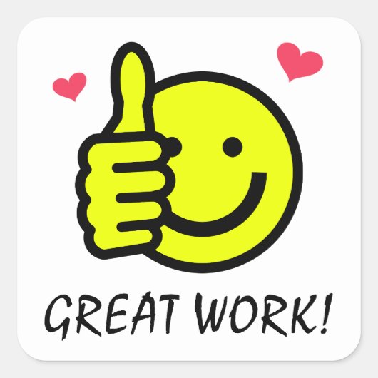 Thumbs Up Yellow Happy Smile Face Vierkante Sticker (Voorkant)