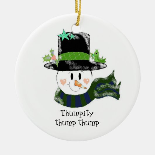 Thumpity Thump Thump - Sneeuwman Keramisch Ornament (Voorkant)