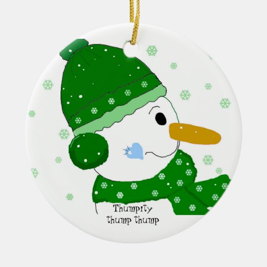 Thumpity Thump Thump - Sneeuwman Keramisch Ornament (Voorkant)