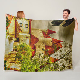 Thun Castle, Zwitserland Acrylkunst Fleece Deken