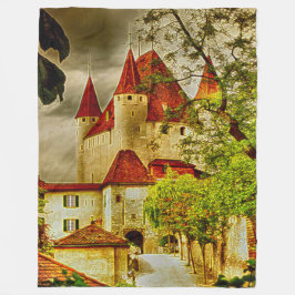Thun Castle, Zwitserland Acrylkunst Fleece Deken
