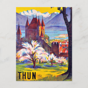Thun, City, Castle en het meer, Zwitserland Briefkaart
