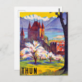 Thun, City, Castle en het meer, Zwitserland Briefkaart (Voorkant / Achterkant)