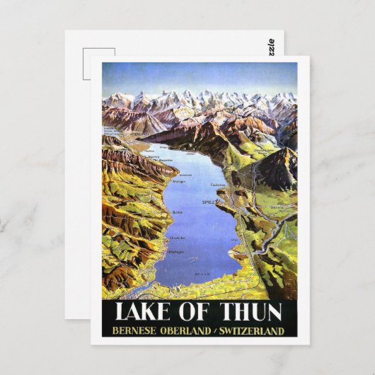 Thun-meer, Bernese Oberland, Zwitserland Briefkaart (Voorkant / Achterkant)