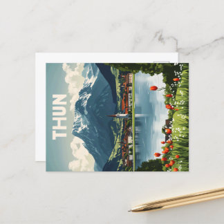 Thun Switzerland Vintage Travel Poster Briefkaart