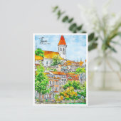 Thun Zwitserland vintage reis waterverf Briefkaart (Staand voorkant)