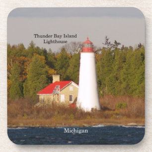 Thunder Bay Island Lighthouder 6 plastic onderzett Bier Onderzetter