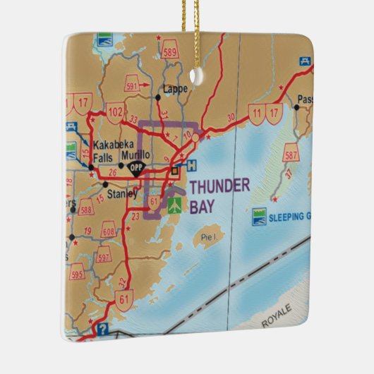 Thunder Bay op kaart Keramisch Ornament (Rechts)