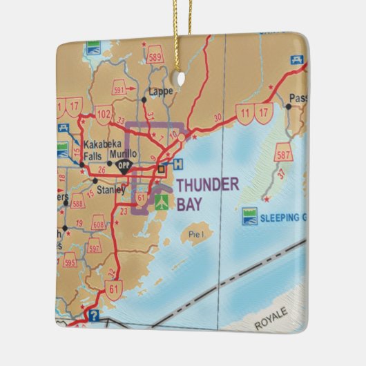 Thunder Bay op kaart Keramisch Ornament (Links)