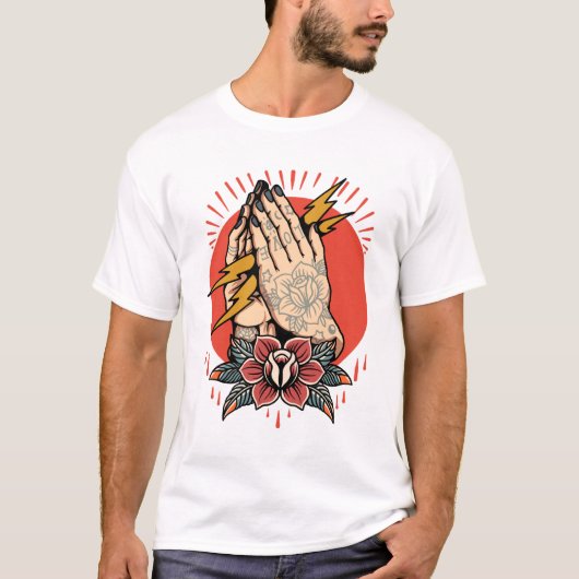 Thunder catcher oude stijl tattoo ontwerp t-shirt (Voorkant)