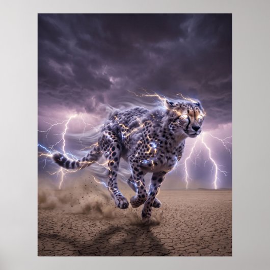 Thunder Cheetah Lightning Velocity Kunst Poster (Voorkant)
