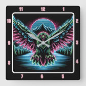 Thunder Falcon Luminous uurwerk Vierkante Klok (Voorkant)