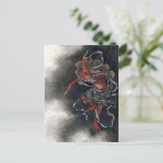 "Thunder God" van Hokusai Briefkaart (Staand voorkant)
