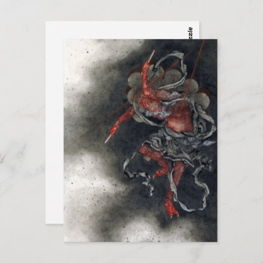 "Thunder God" van Hokusai Briefkaart (Voorkant / Achterkant)